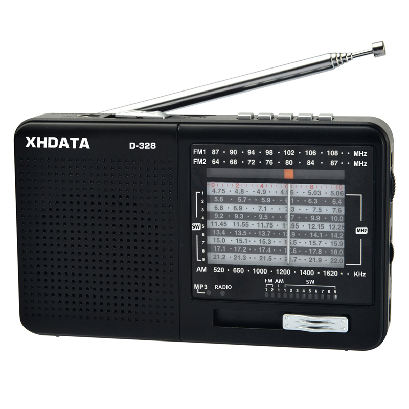 XHDATA D-328 12-Band Portable Radio AM/FM/SW DSP Technology MP3 Player TF Card Slot USB Mini FM Receiver with Bluetooth Radio. 