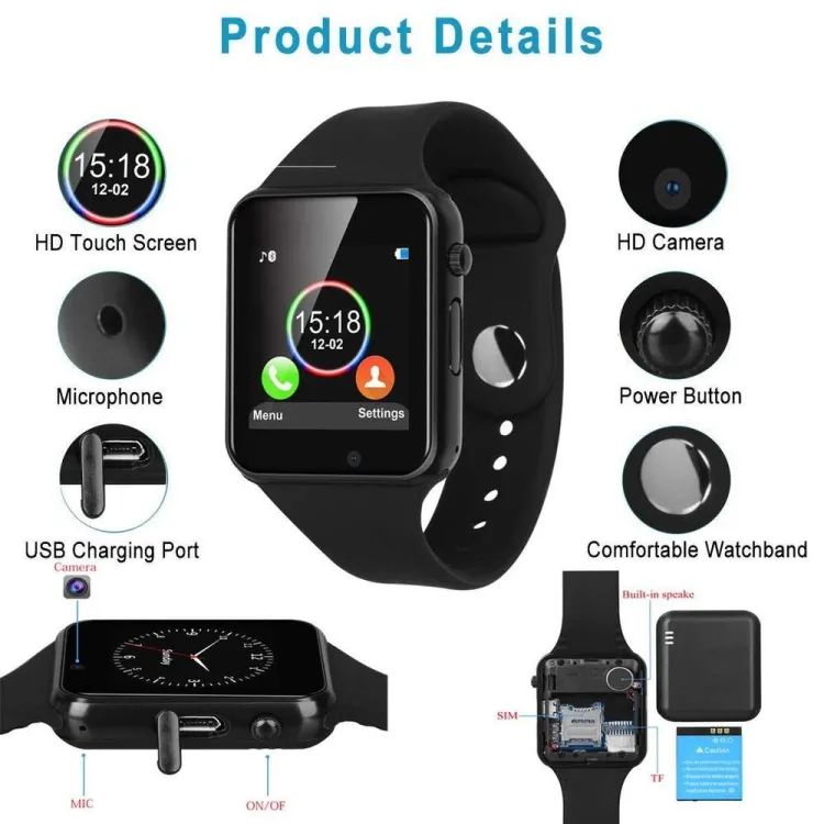 Smart Watch All in One - A1 Call&Memory With Camera Smart Watch. 