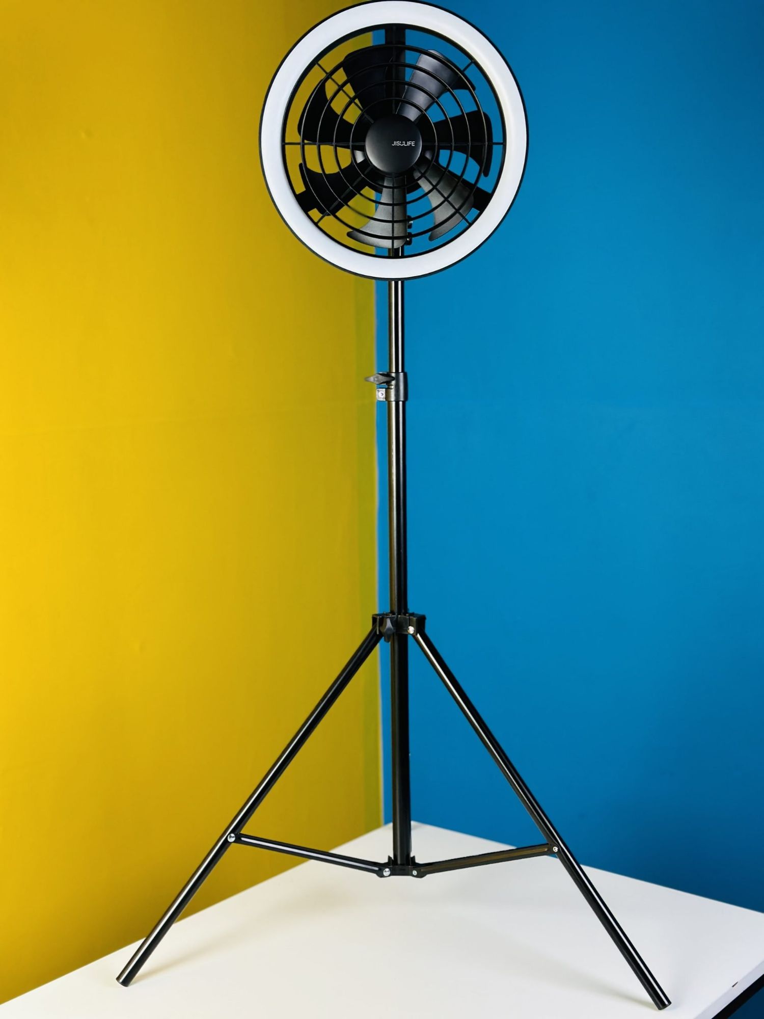 JISULIFE FA17 Outdoor LED Ceiling Fan with Long Tripod Stand. 