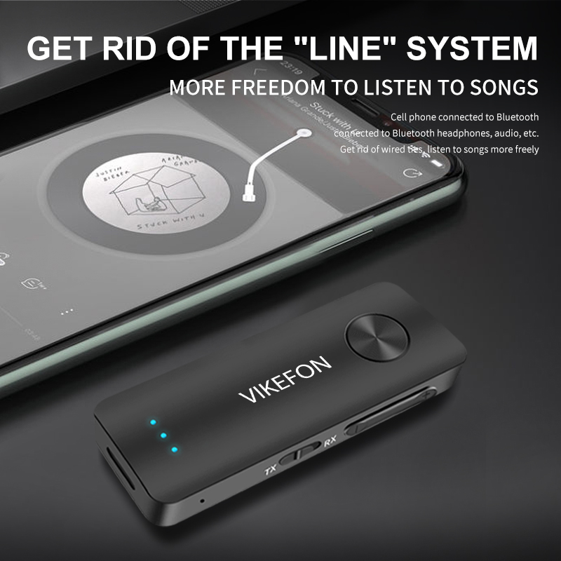 VIKEFON 2 IN 1 Bluetooth 5.4 Audio Receiver Transmitter 3.5mm AUX Aircraft Headset Adapter Wireless Stereo Music For Car Kit TV. 