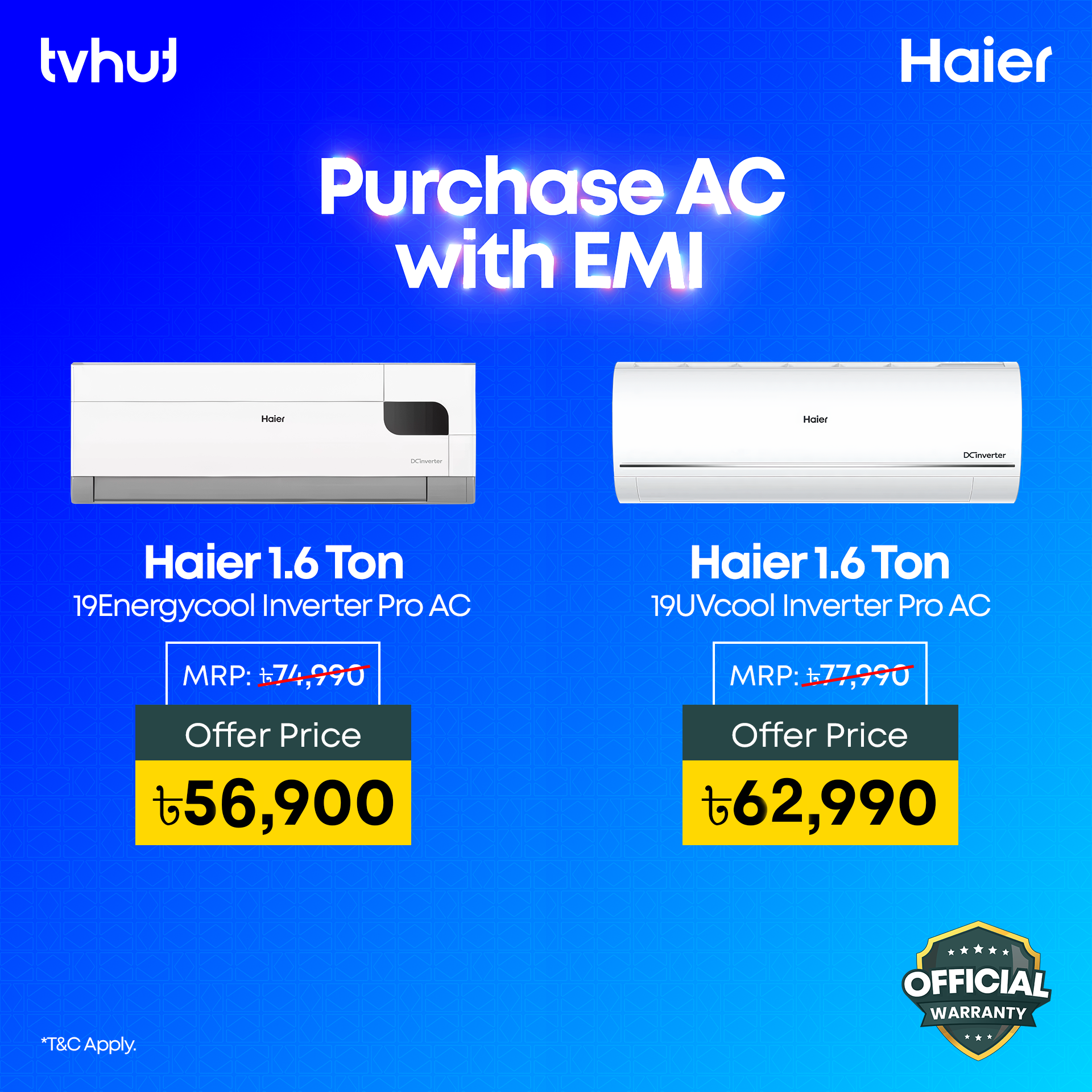 Haier 2 Ton TurboCool Non-Inverter AC with Official Warranty