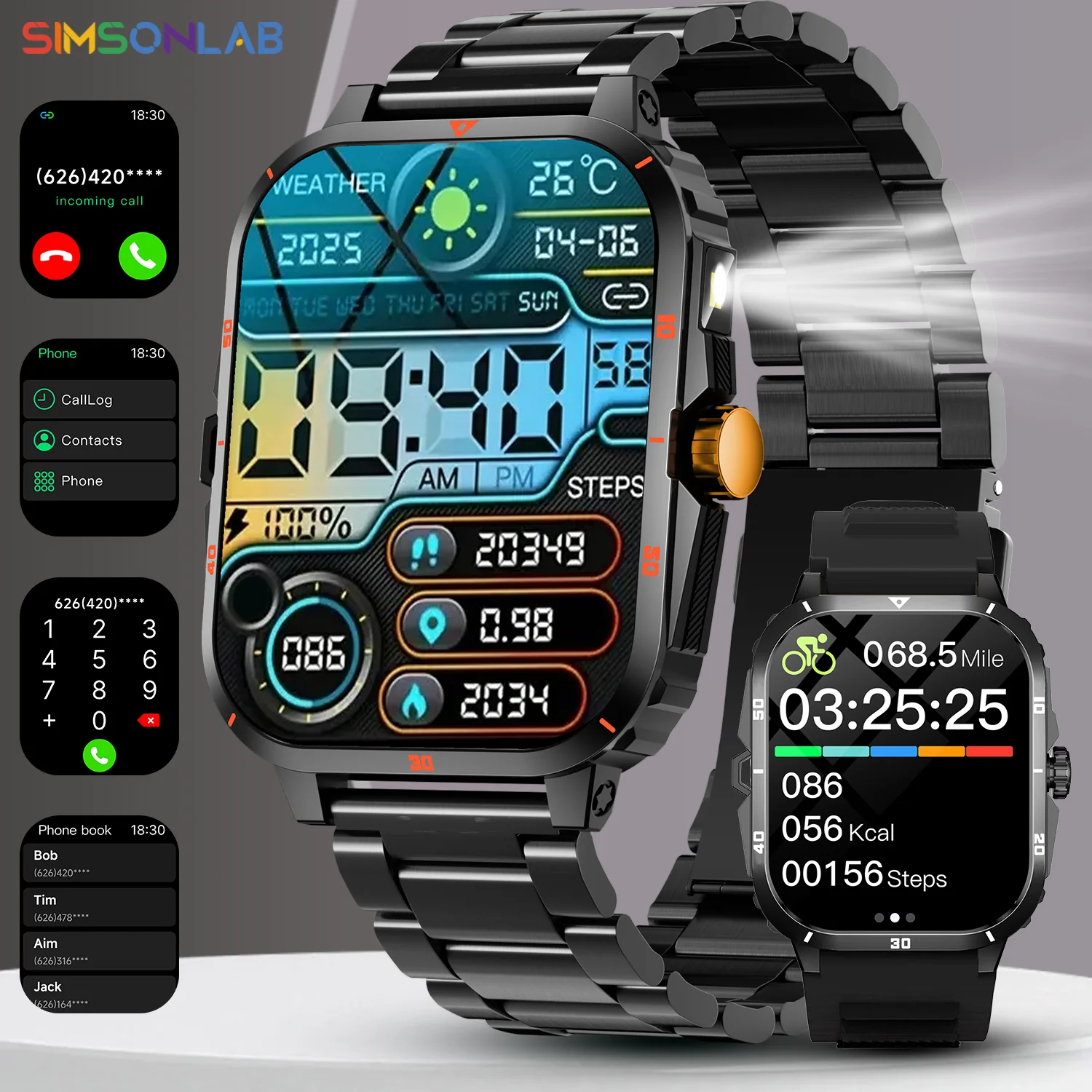 2025 NEW Smartwatch 2.01''HD Screen for Android/IOS Bluetooth Call Waterproof Outdoor Sports Fitness Smart Watch Men