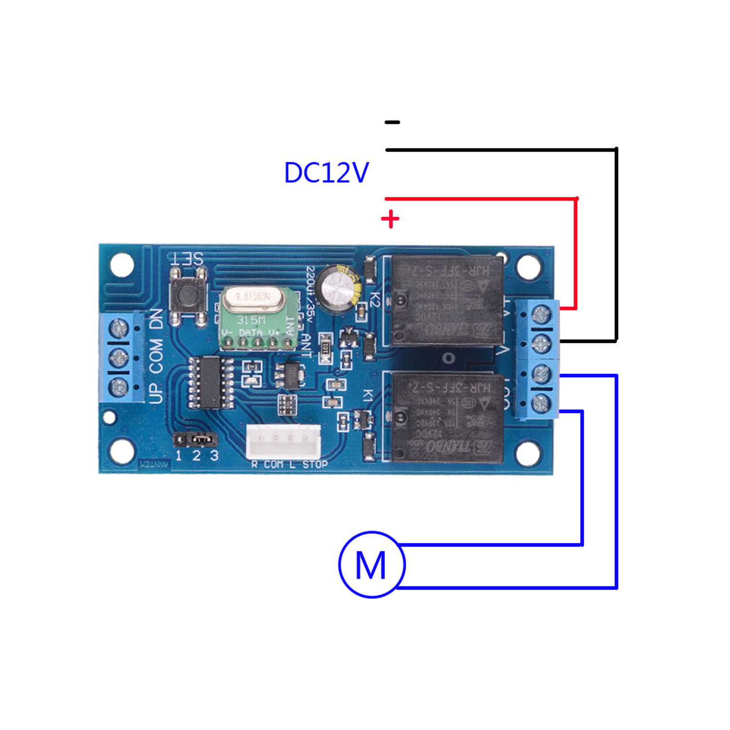 12V DC Motor Forward And Reverse Remote Control Switch For Retractable Door Curtain Electric Push Rod Wireless Remote Motor. 