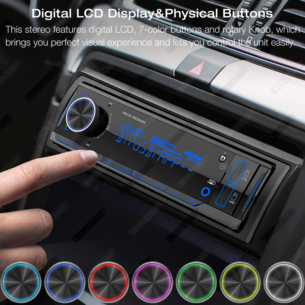 AKAMATE 1Din Car Radio MP3 Player Audio Multimedia FM Radio Bluetooth EQ Tuner with LCD Displays Support AUX USB TF Card. 