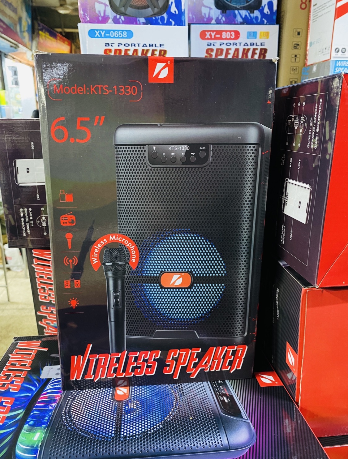 KTS-1330 6.5” Bluetooth Speaker with wireless microphone best sound quality. 