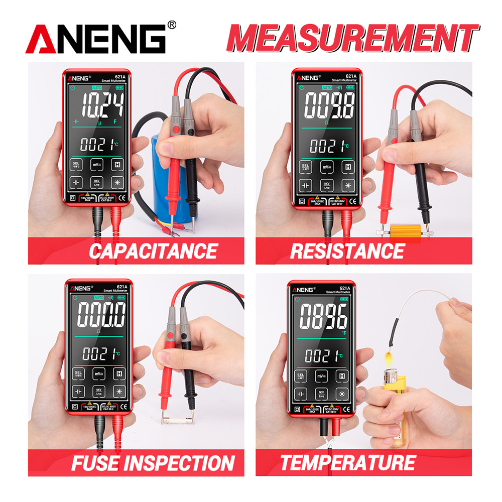 ANENG 621A Smart Digital Multimeter Touch Screen Multimetro Tester Transistor 9999 Counts True RMS Auto Range DC/AC 10A Meter. 