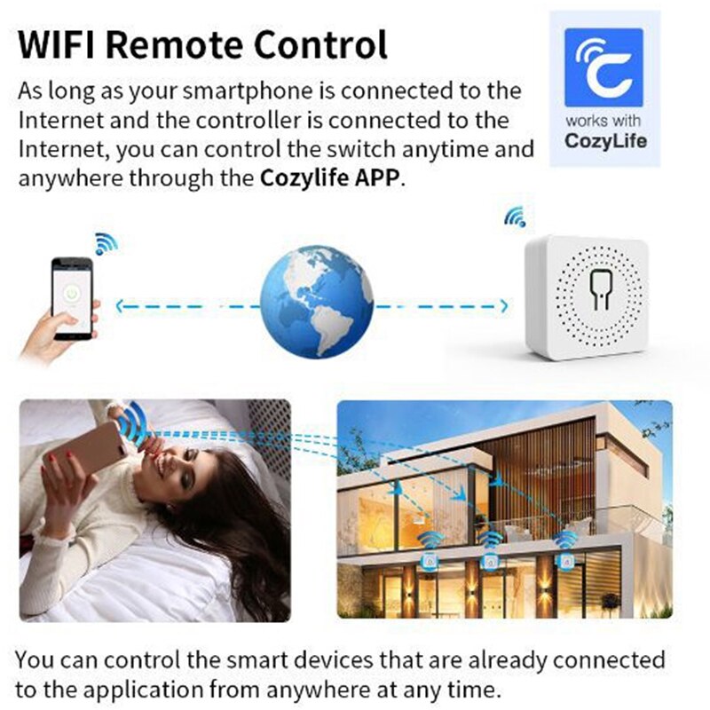 Wifi Smart Switch DIY Light Mini Switches 2 Way Control Wireless Smart Home Breaker With Alexa Google Home Cozylife Xiao Ai APP. 