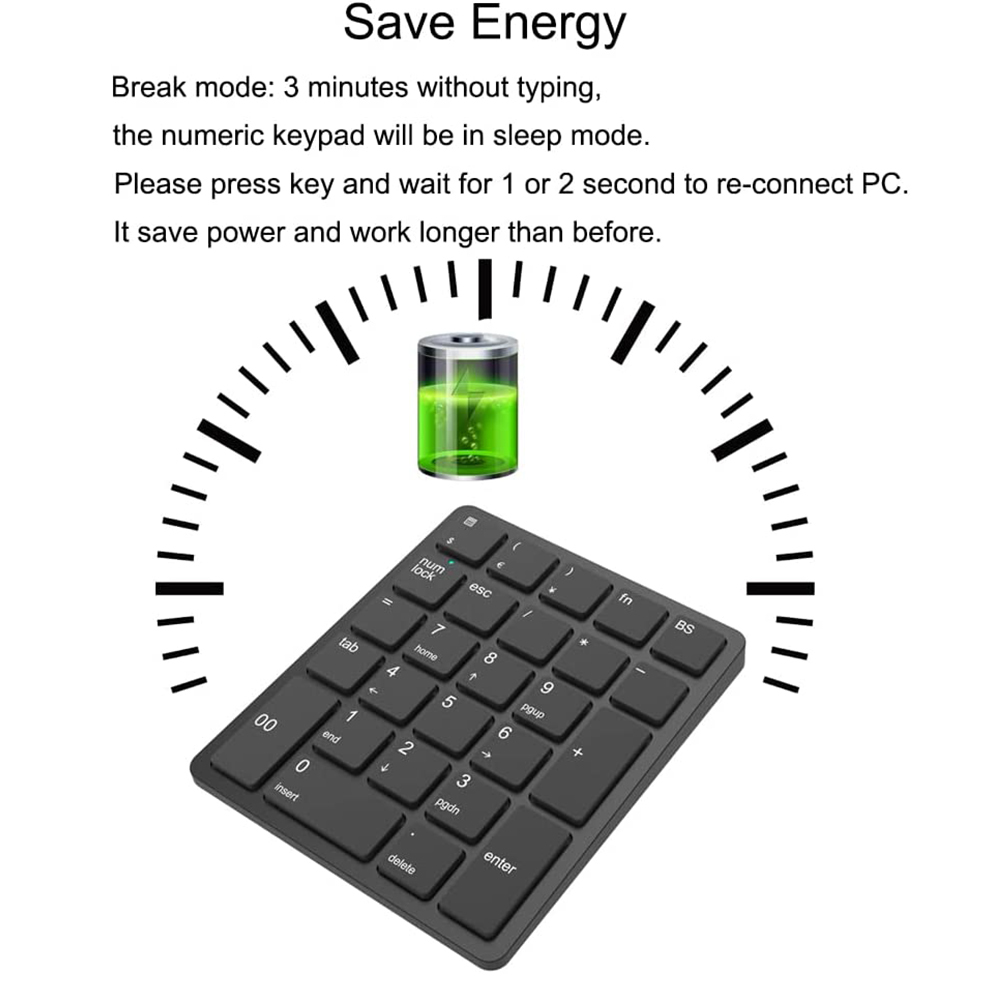 Jomaa 26 Keys Wireless Number Pads Rechargeable USB Numeric Keypad Portable Financial Accounting Number Keyboard for Laptop. 