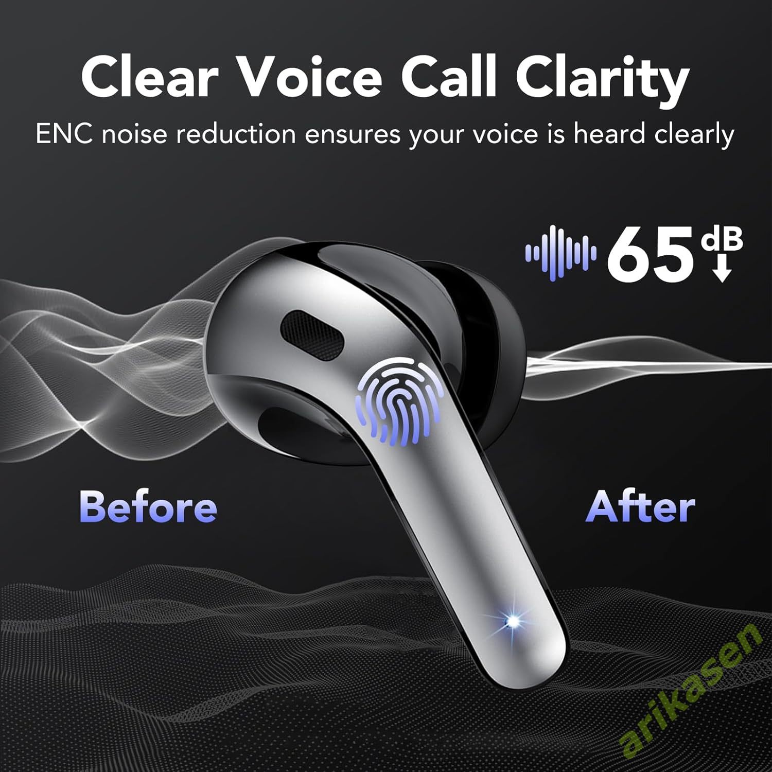 Wireless Bluetooth Earbuds Headphones 52 Hrs Playtime IPX7 Waterproof 4 Mic Call Noise Cancelling with LED Display Charging Case. 
