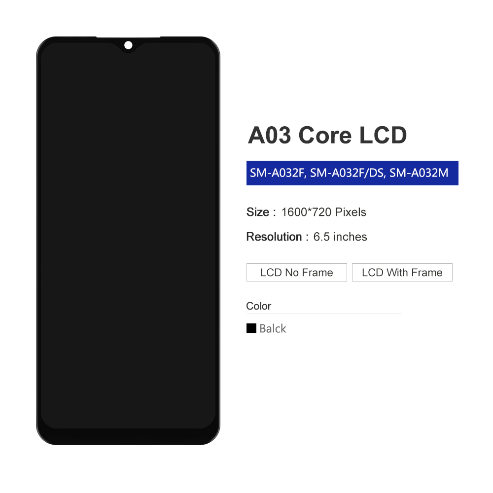 For Samsung A03 Core LCD Display Touch Screen Digitizer Assembly A032 SM-A032F SM-A032F/DS Display with Frame. 