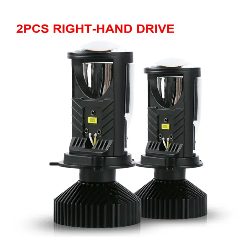 Y6D H4 LED Projector Headlight Bulbs Bi LED Lens Projector with Fan H4 Mini Projector Lens Headlight Automobile Hi Lo Beam Bulb. 