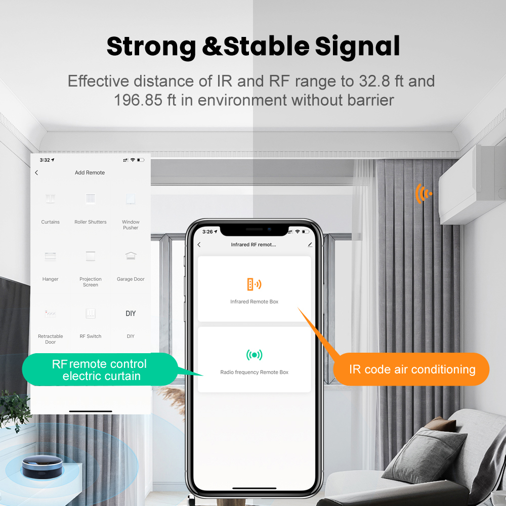 Tuya IR RF 433/315 Universal WIFI Smart Remote Control for TV AC Curtains Roller Shutter Works with Alexa Google Home Siri. 