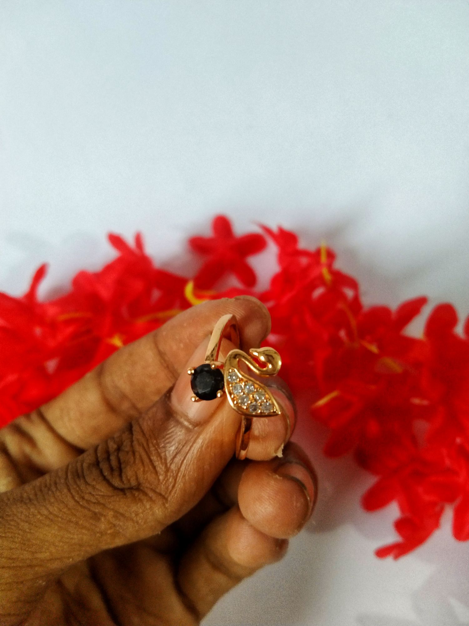 peacock design finger ring with free size. 