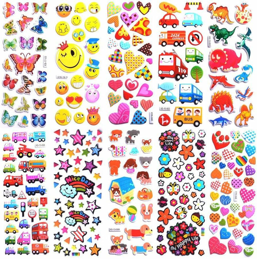 10 Sheets 3D Puffy Stickers for Baby