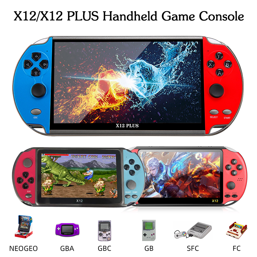 X12/X12 Plus Retro Handheld Game Console 5.1/7.1Inch HD Screen Portable Audio Video Player Built-in 10000+ Classic Games
