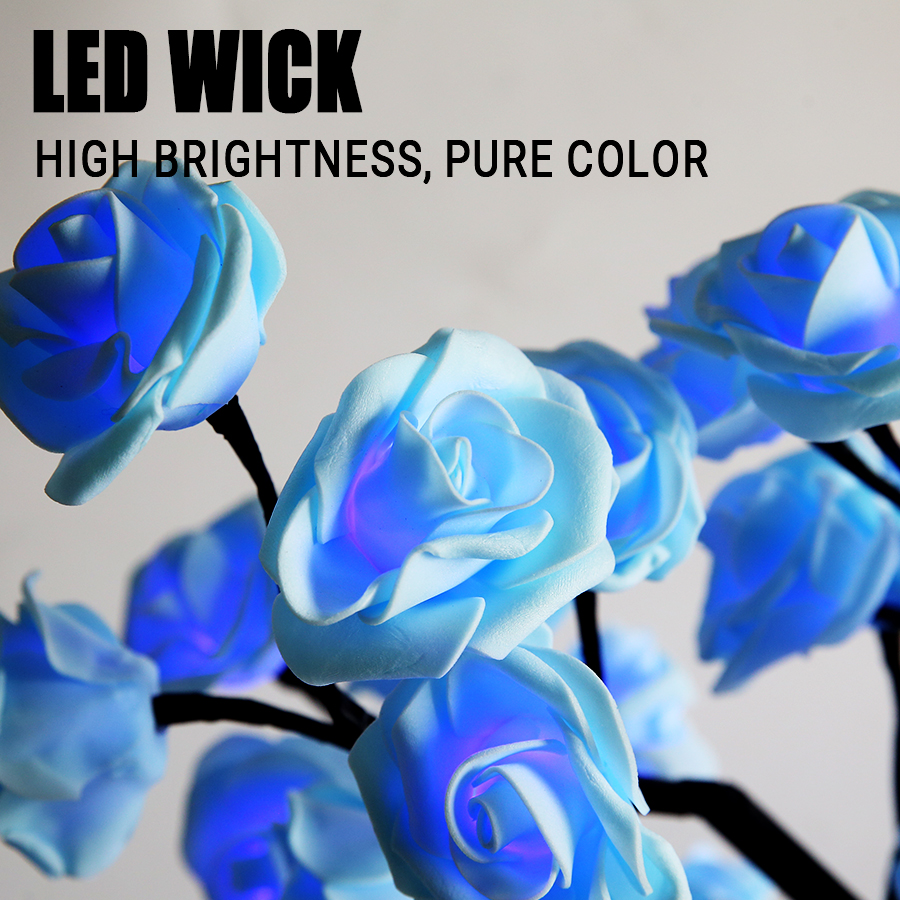 24 LED Rose Tree Lights USB Plug Table Lamp Fairy Flower Night Light For Home Party Christmas Wedding Bedroom Decoration Gift. 