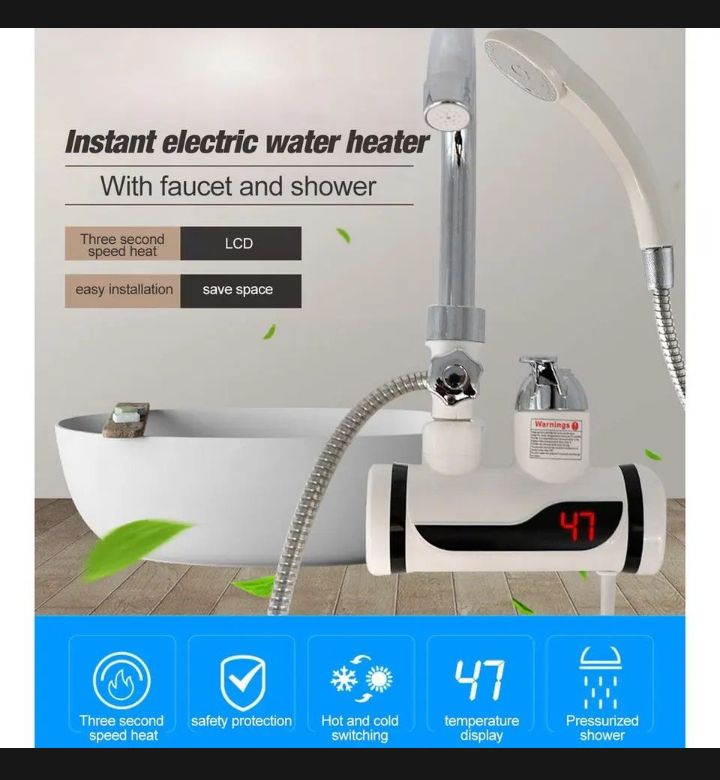 Temperature display Instanl Hot Tape water Faucet Water Heater witn shower. 