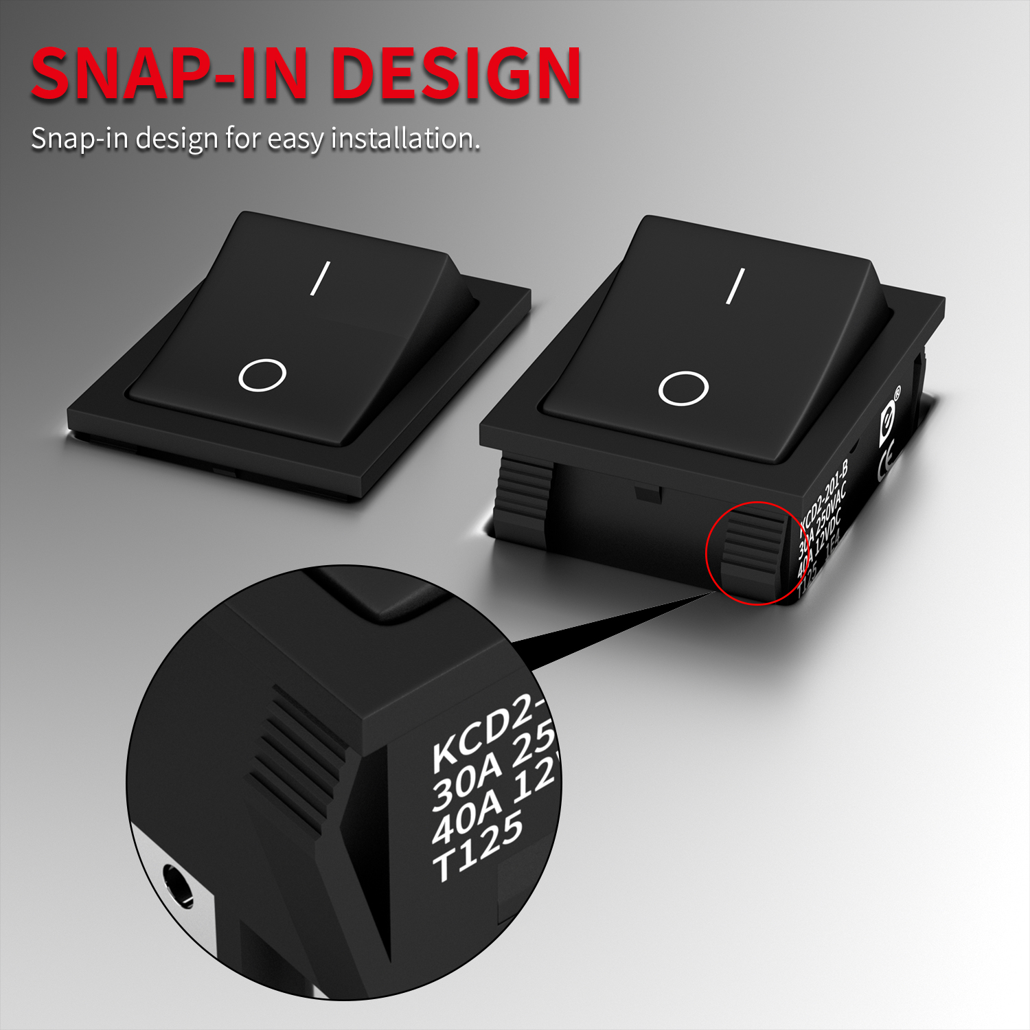 DaierTek 3PCS Rocker Switch DPST 40A 12VDC 4 Pin 2 Position Switch ON Off Toggle Switch 30A 250VAC 120V T125 KCD2 KCD4 Rocker. 