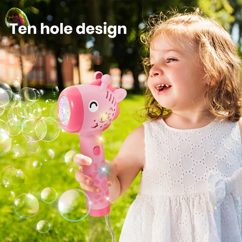Goenb – Machine à Bulles Girafe/Lion – Automatique – LED – Rechargeable – 5000 Bulles/min – Enfant – Cadeau