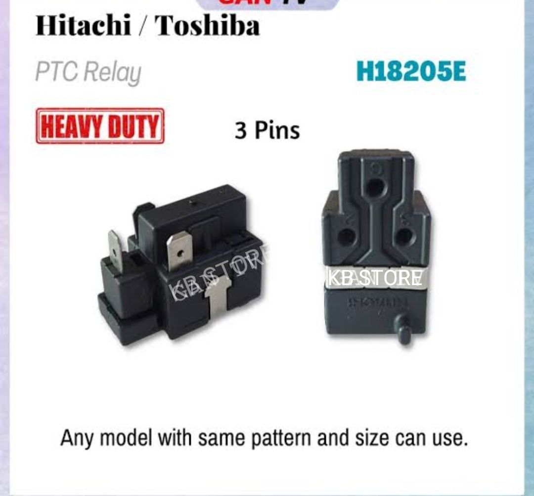 Heavy Duty Hitachi/Toshiba Refrigerator H18205E Fridge Freezer Compressor PTC Overload Starter Relay 3 Pins