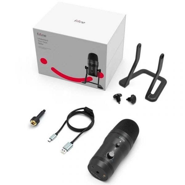 FIFINE K690 USB Microphone (Blue Yeti Killer) With 4 Polar Patterns, Gain Dials, Live Monitoring & A Mute Button