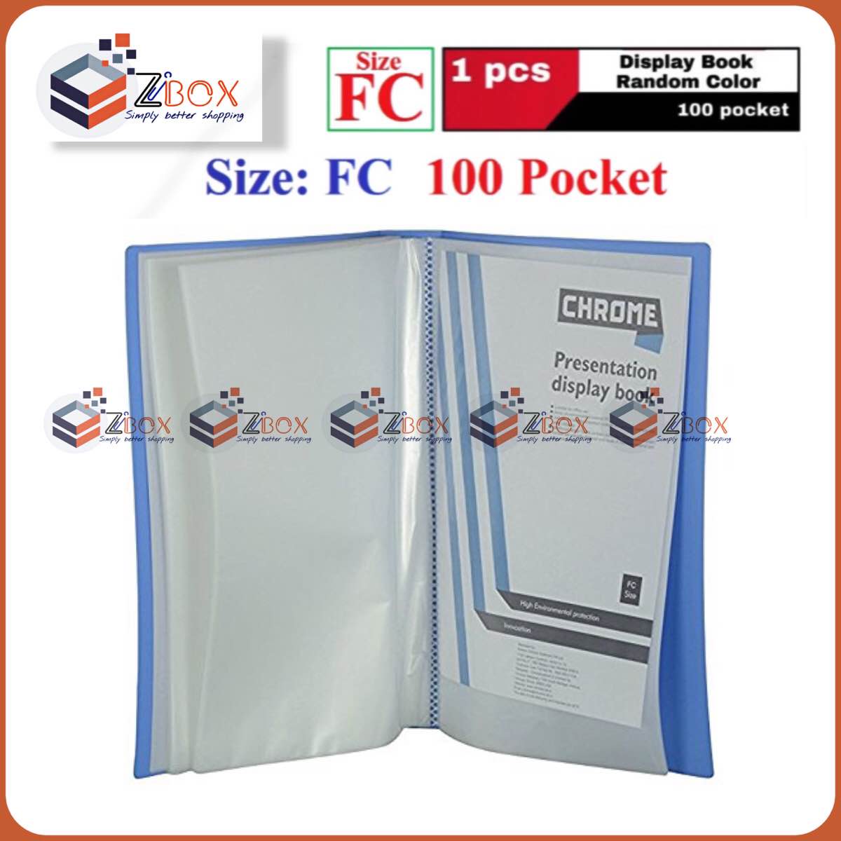Display Book FC Legal size 100 /20/30/40 pocket Plastic File Folder Display Presentation Book, 100 Pocket, Random color- 1pcs. 