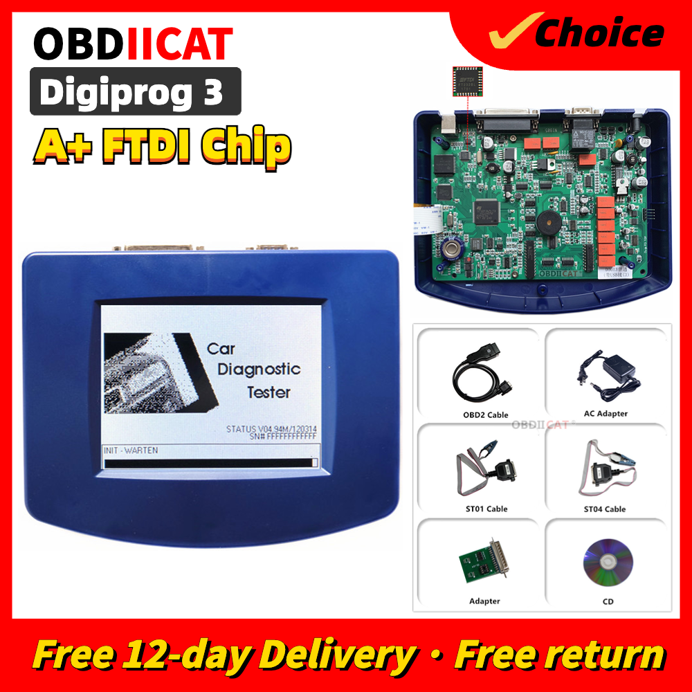 A+++Quality Digiprog3 V4.94 with FTDI Chip Digiprog III OBD2 Mileage Correct Tool Digiprog 3 With OBD2 ST01 ST04 Cable. 