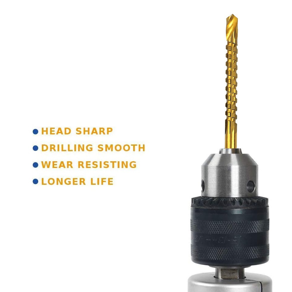 STONEGO 6PCS/Set Titanium Coated Drill Bit Spiral Jagged Saw Drill Bit Composite Drill Bit Twist Drill Bit. 