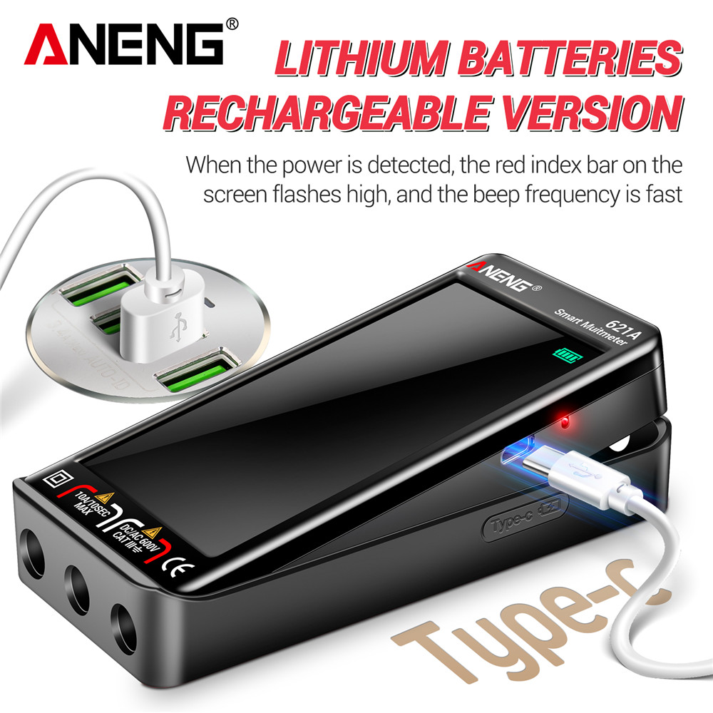 ANENG 621A Smart Digital Multimeter Touch Screen Multimetro Tester Transistor 9999 Counts True RMS Auto Range DC/AC 10A Meter. 