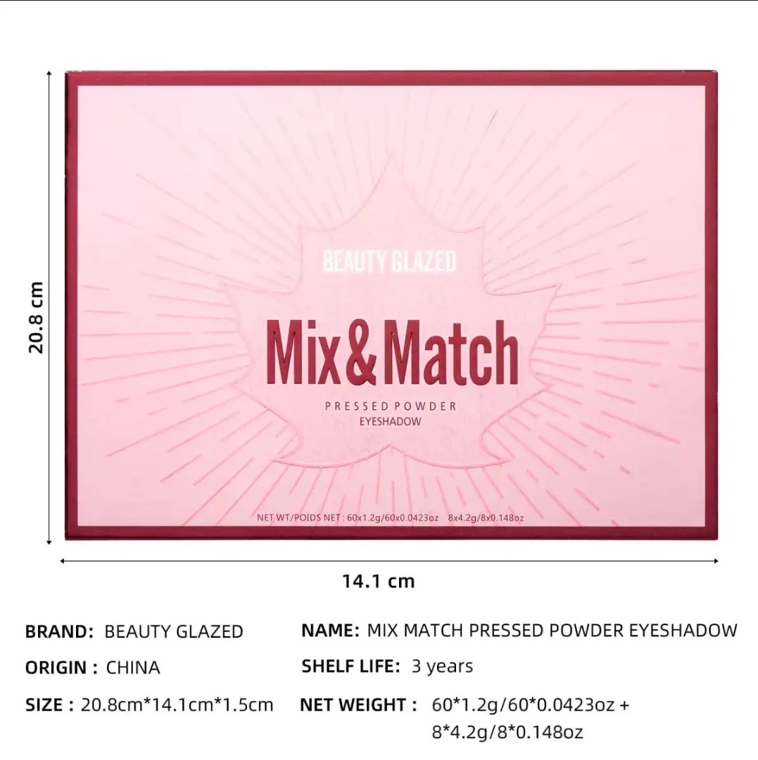 Beauty Glazed 68-Color Mix & Match All-In-1 Eyeshadow Palette With Blush Contour Highlighter