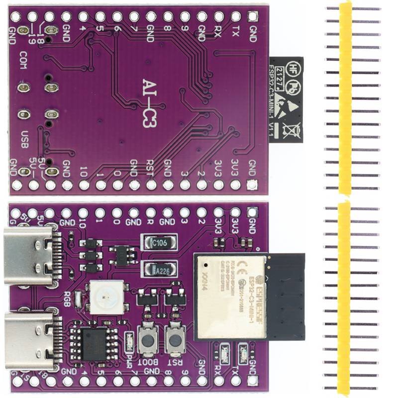 ESP32 ESP32-C3 AI-C3 ESP32-C3-DevKitM-1 ESP32-C3-MINI-1 AI-S3 ESP32-S3 N16R8 ESP32-S3-DevKit C Dual Type-C USB development board. 