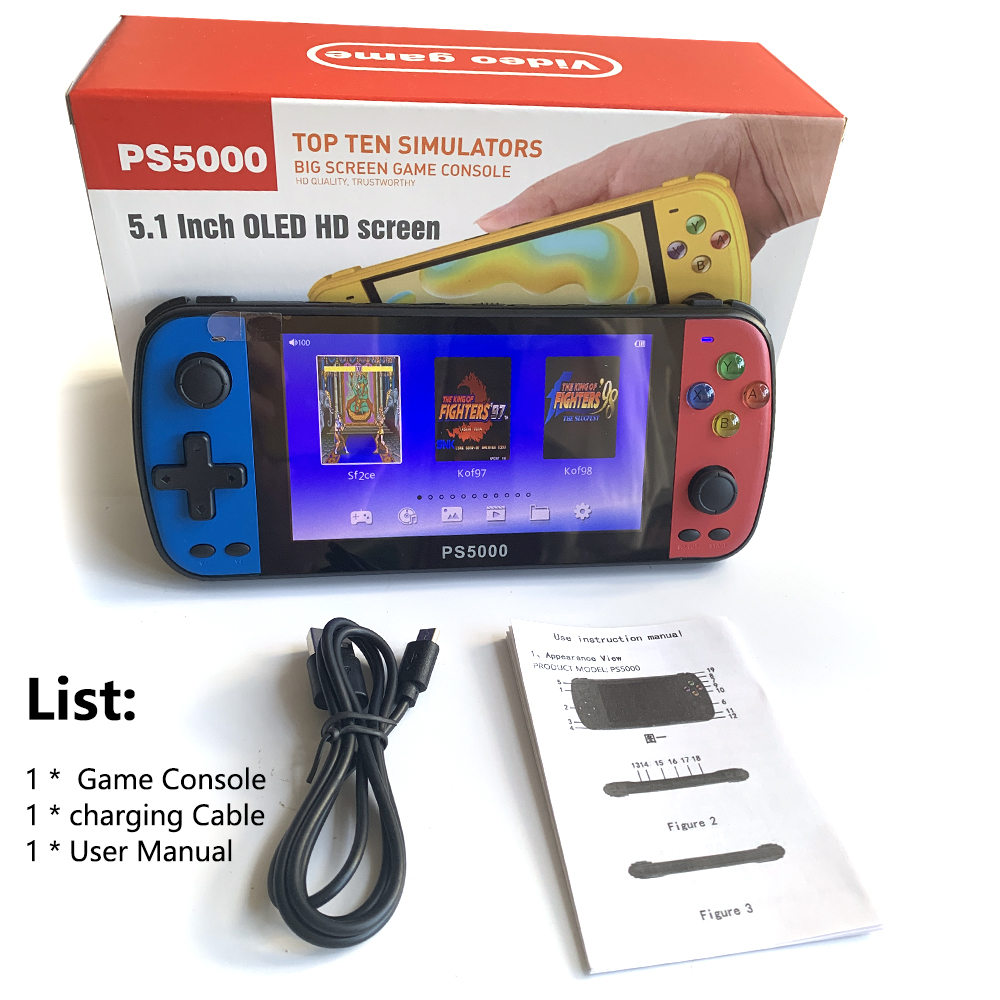 PS5000 5 inch Portable Handheld Game Console for PS1/MAME/MD/NES/SNES Video  Gaming Modern Portable gaming console. 