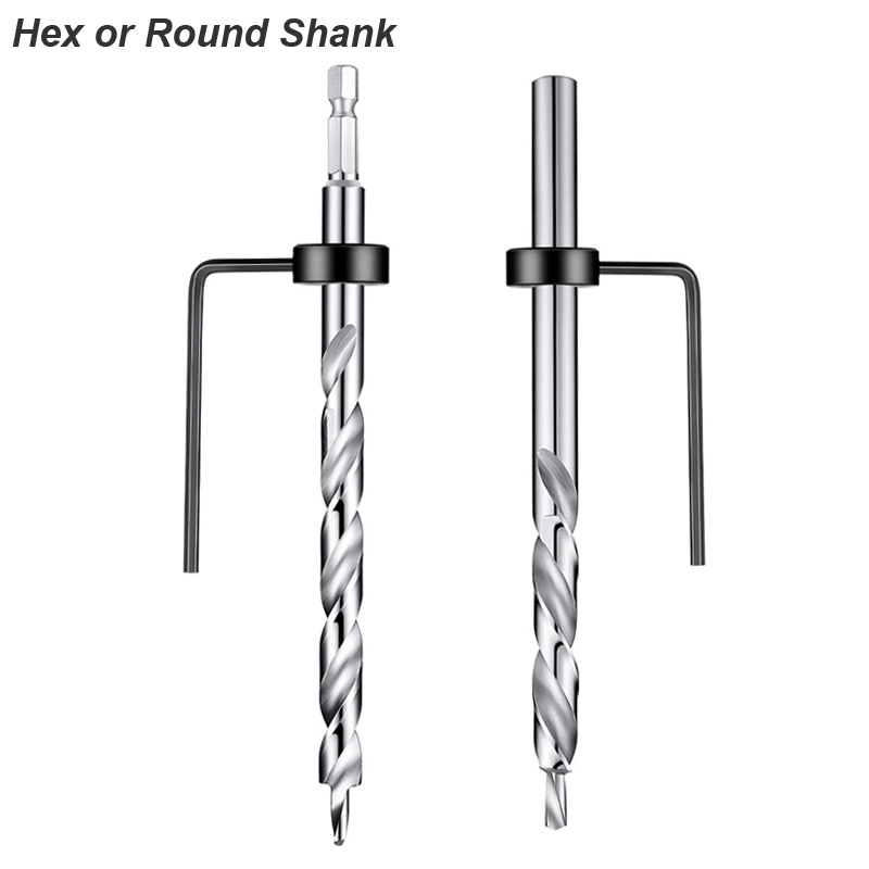 Twist Step Drill Bit With Stoper Locator For Kreg Jig Guide Manual Pocket Pilot Hole Depth Stop Collar 1/4 Hex Round Woodworking. 