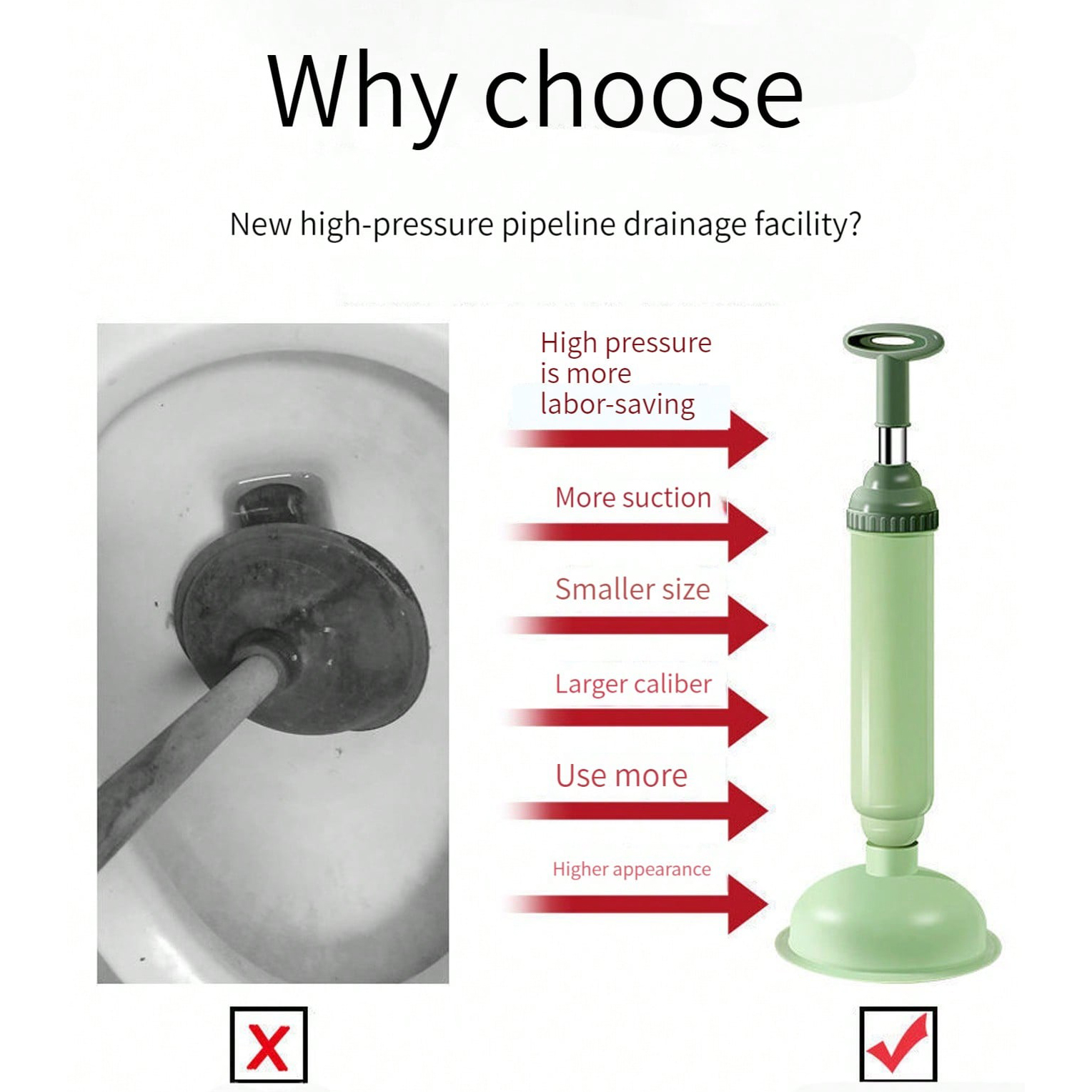 Silicone Toilet Pipe Plunger Vacuum Suction Cups Multifunction High Pressure Pump Anti Clogging Bathroom Kitchen Sink Unclog. 
