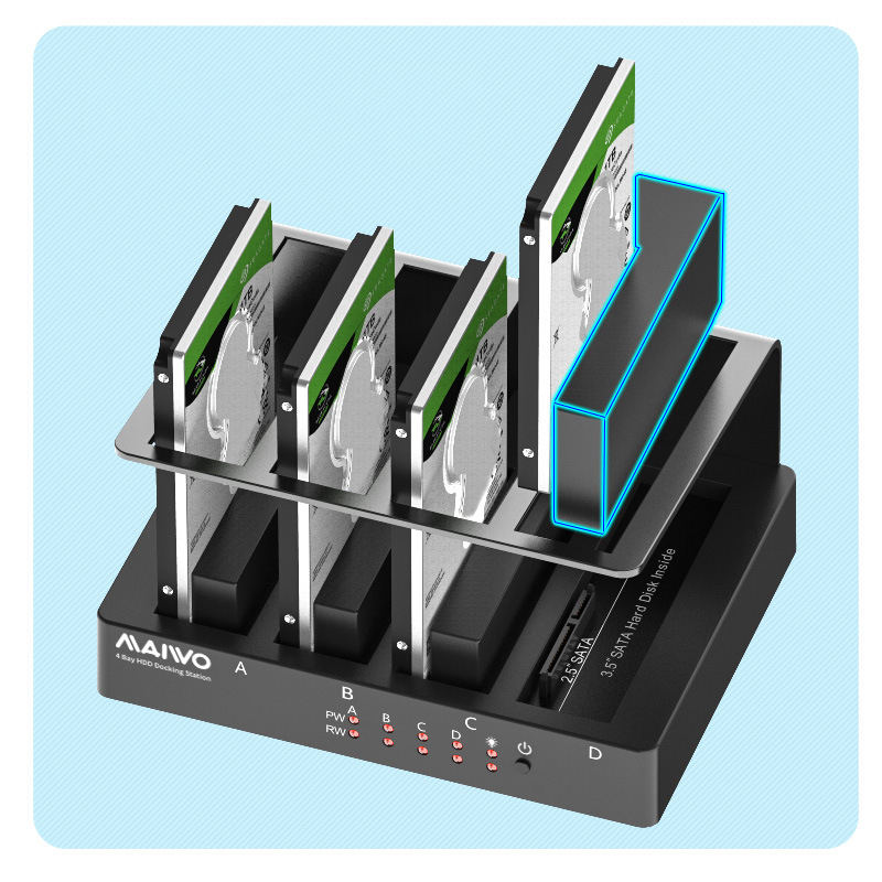 4 Bay Hard Drive Enclosure Sata to USB 3.0 External Multi-Bay 2.5& 3.5 Inch HDD SDD Docking Station Hard Disk Box Multiplication. 