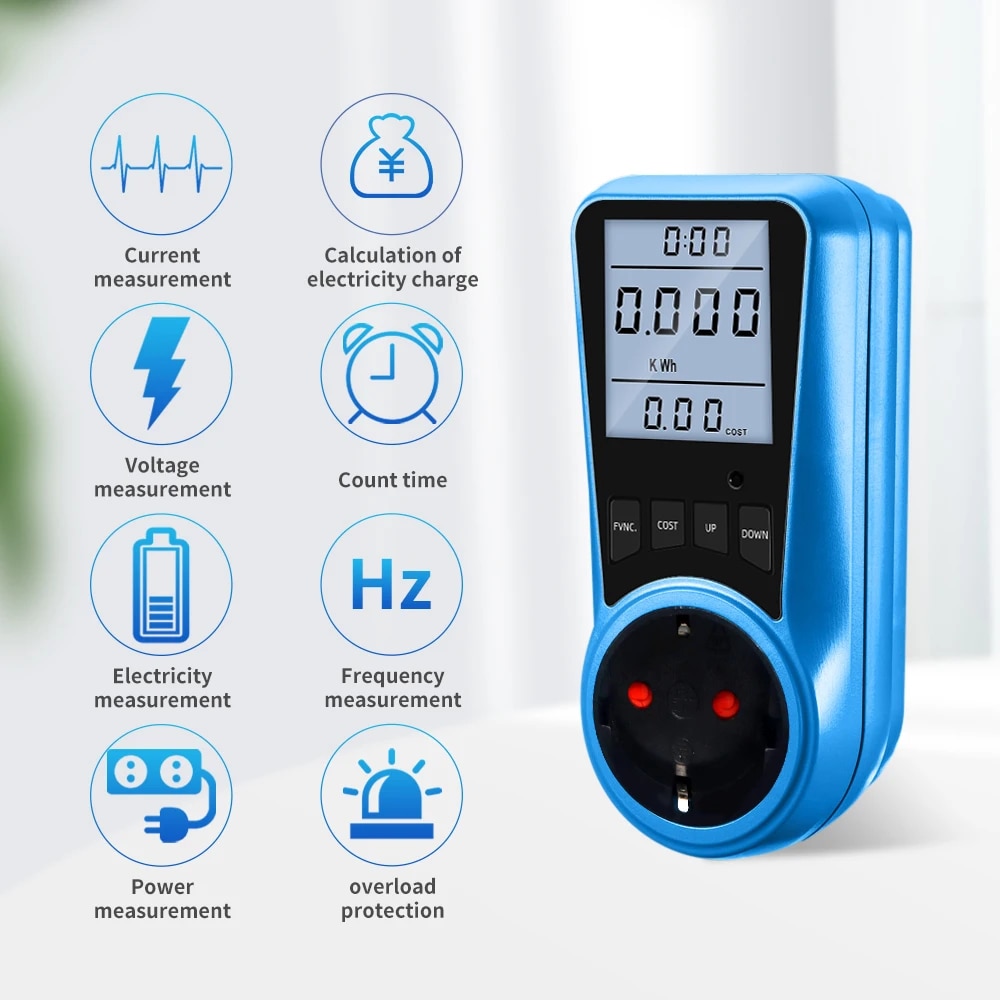 Digital Wattmeter 220V 110V AC Power Meter Electricy Consumption Energy Meter Power Kilowatt Wattage Electricity Meter EU Plug. 