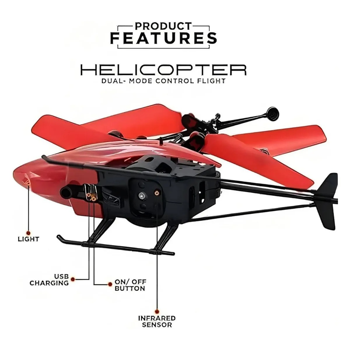 Rechargeable Helicopter with Remote Sensor – Remote Control Flying Toy. 