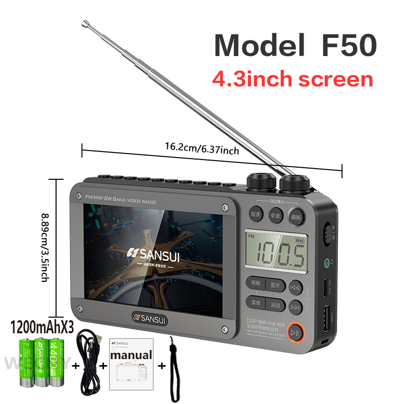 Sansui F51 Retro Video Radio Wireless Bluetooth Speaker Portable Mini Plug in Walkm all band Mp3 Music Player Stereo Subwoofer. 