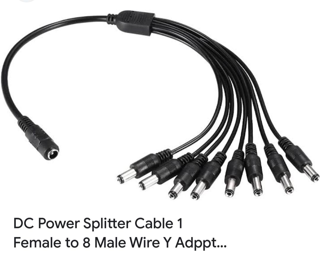 DC Power Splitter Cable 1 Female to 8 Male Output Y Adapter