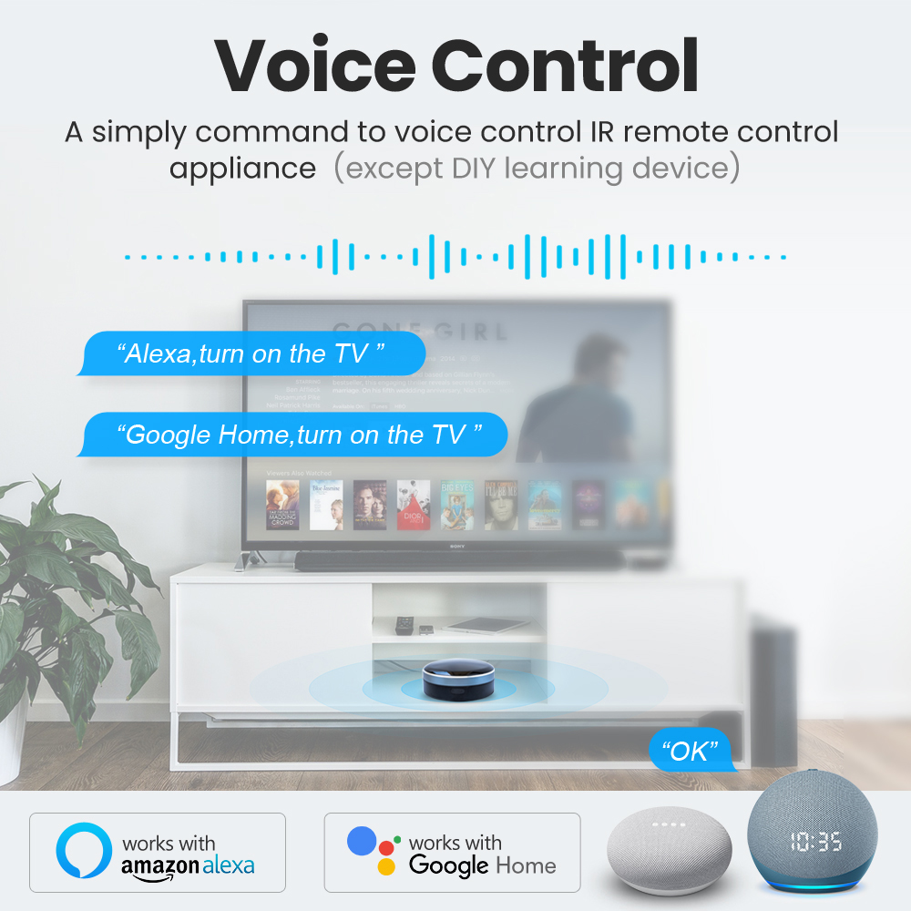 Tuya IR RF 433/315 Universal WIFI Smart Remote Control for TV AC Curtains Roller Shutter Works with Alexa Google Home Siri. 