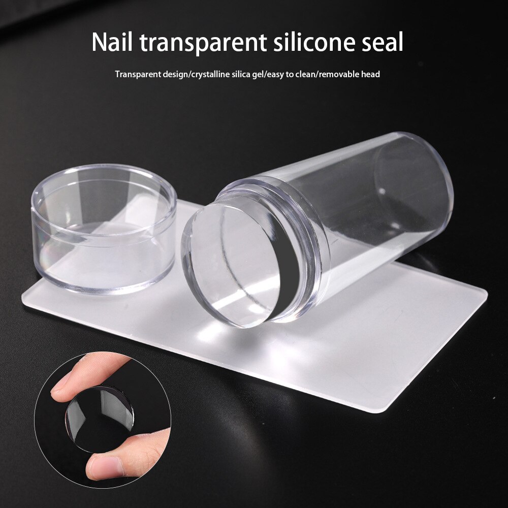 Silicone Fingertip Printing French Nail Seal Transparent Jelly Template Artistic Pattern DIY Scraper Accessories Tool Set. 