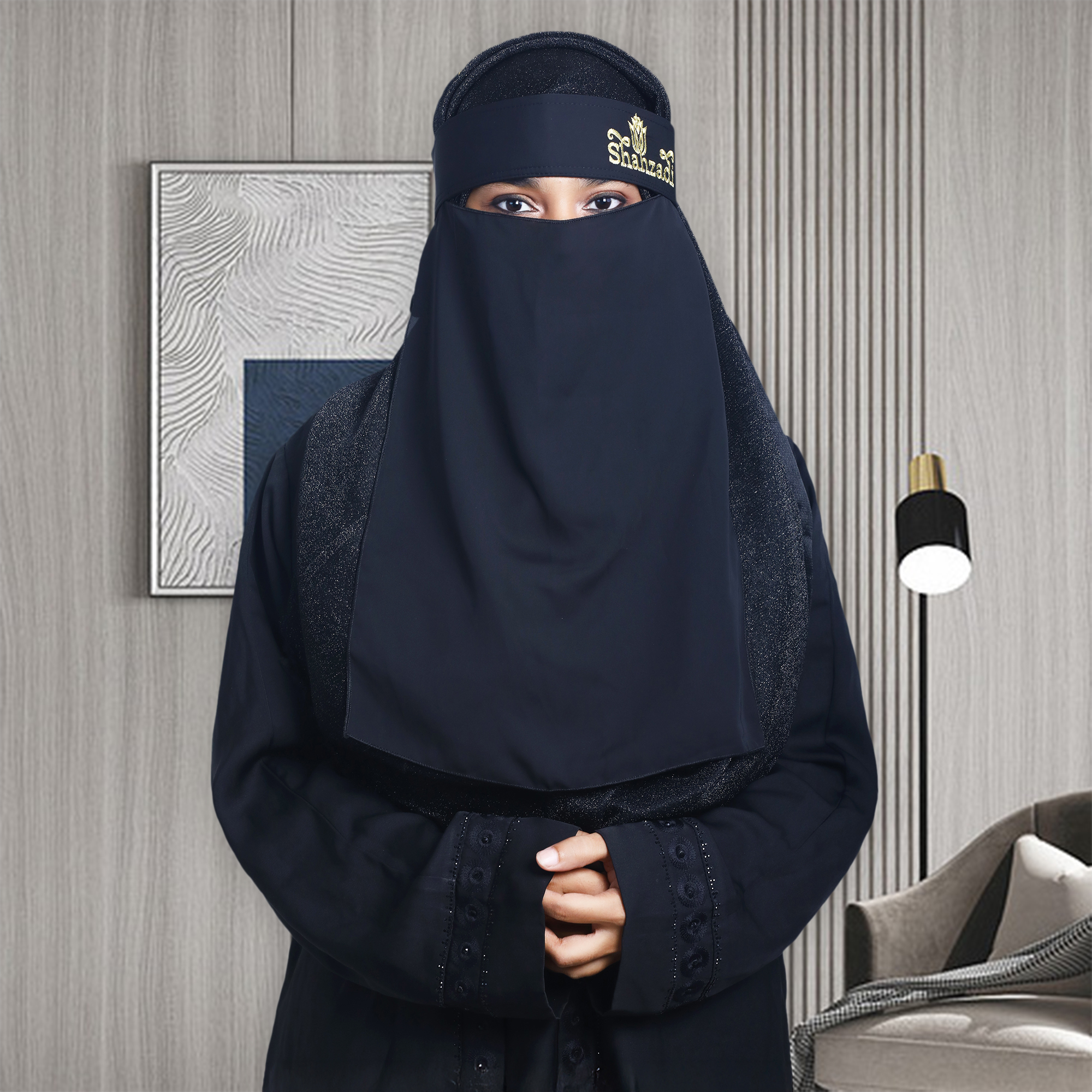 Stylish Embroidered Single Layer Niqab | Shahazadi Niqab | Trendy, Comfortable, Easy-to-Wear Design for Women. 
