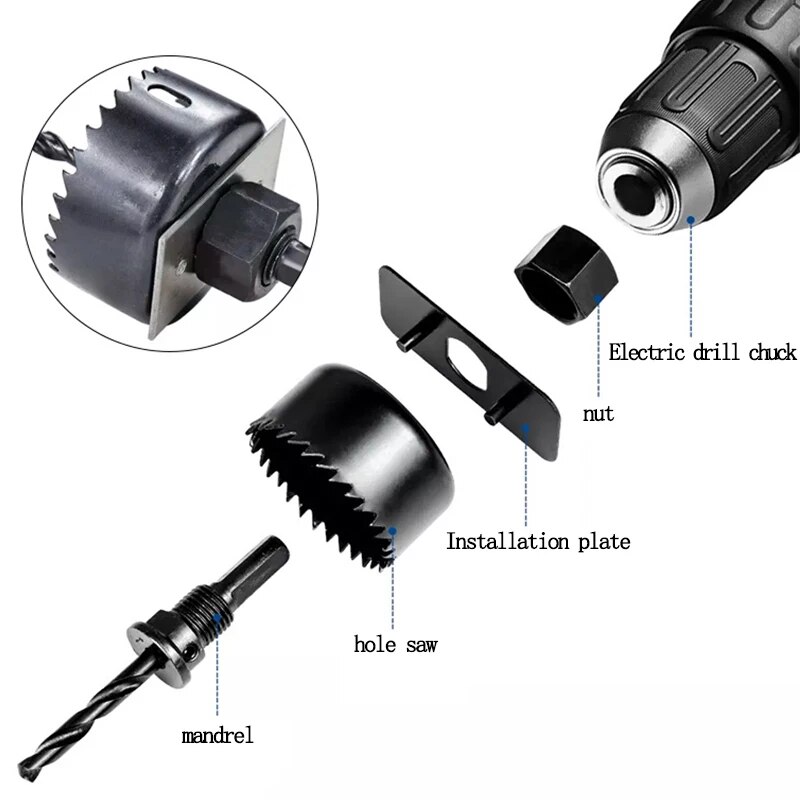 3PC Hole Saw Gypsum Board Hole Opener 32-54mm Ceiling Drilling Tool 6PC Bubble Shell Assembly Set. 