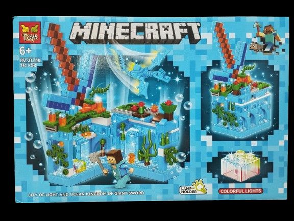 353 Pcs Constructor Minecraft Colorful Lights Underwater Castle Toy