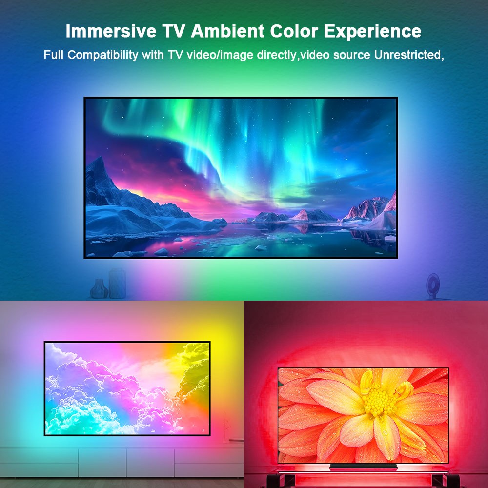 Smart Ambient Sync TV Backlight Sync Screen Color Led Strip Light USB, App Control ,Smart Phone Camera Screen Capute Technology. 