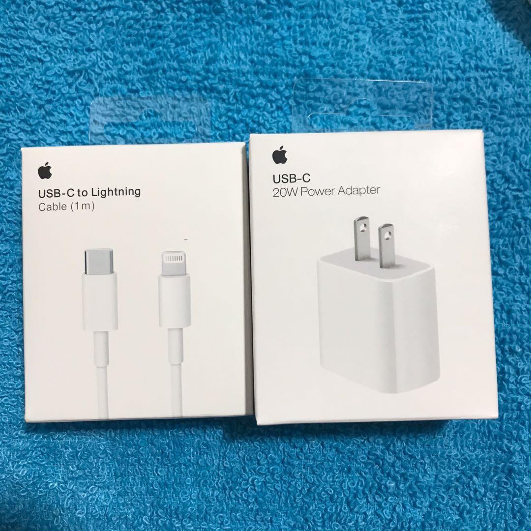 For iPhone Charger 20 watts adapter and Usb c to Lightning cable. 