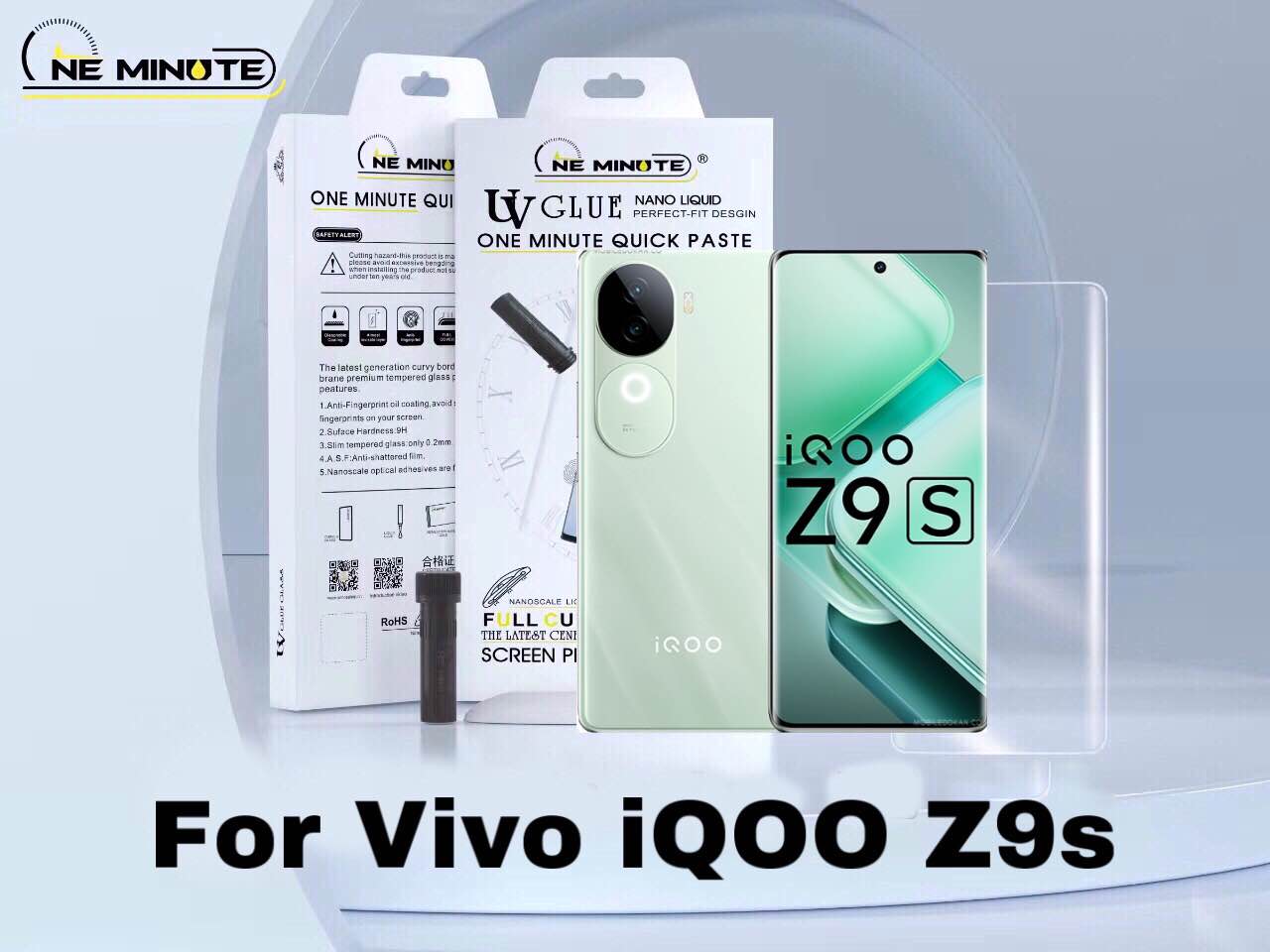 UV Glue Curved Tempered Glass Screen Protector For Vivo Iq00 Z9s / Iq00 Z9s Screen Guard Gorilla Glass Protector With Easy Installation Kit (Iq00 Z9s)