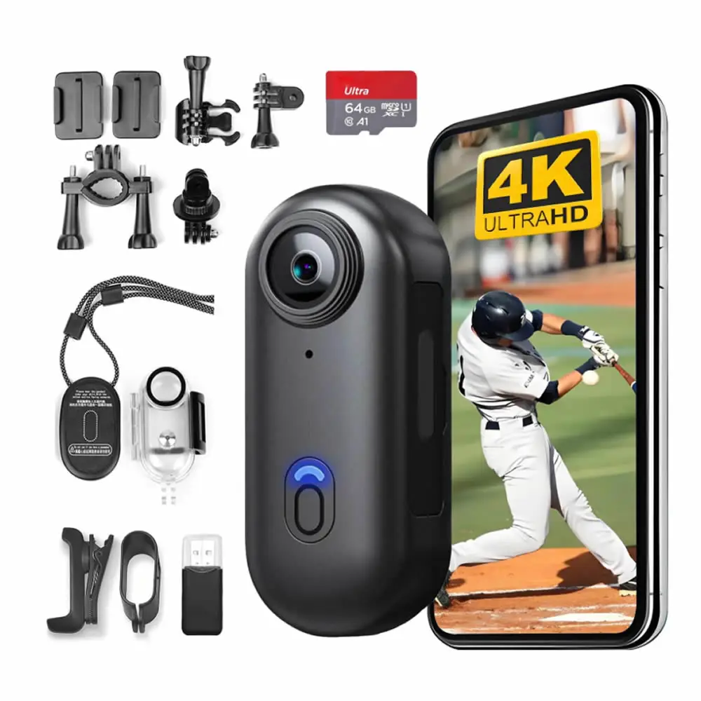 Mini Camera 4K Magnetic Wearable Camera WiFi Bike Motorcycle Friendly Cam with Waterproof Shell  For Casual Cycling Vlog