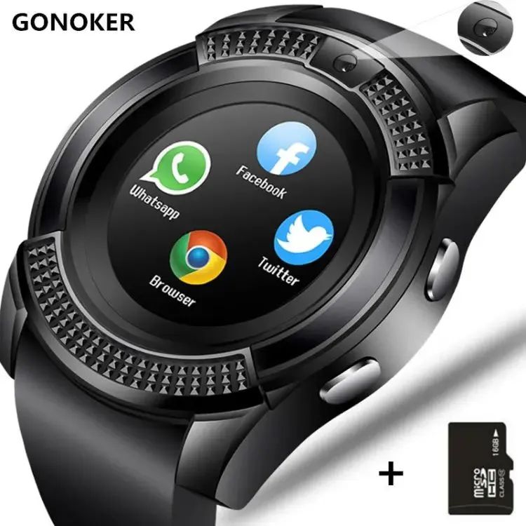 V8 Smart Watch call and memory Supported and Fitness Tracker - Black

with double battery. 