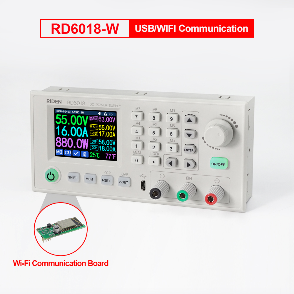 RD RD6018 RD6018W USB WiFi DC-DC Voltage Step Down Power Supply Module Buck Converter Voltmeter 60V 18A VS RIDEN RD6006 RD6012. 